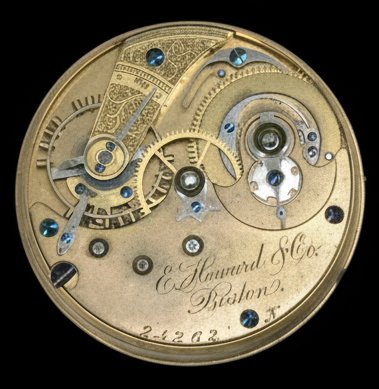 E. Howard & Co. pocket watch movement, Boston — gilt three-quarter plate