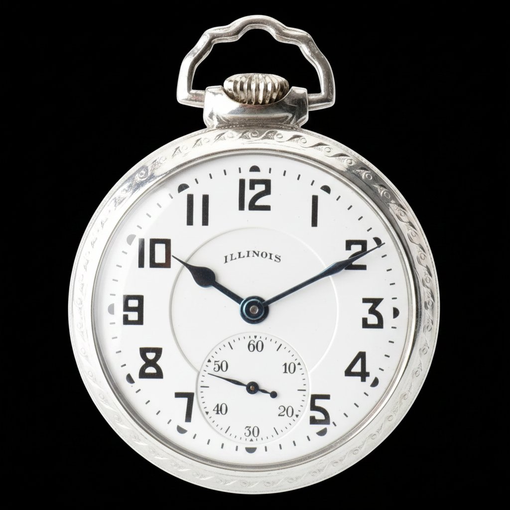 Illinois pocket watch — open-face dial with subsidiary seconds