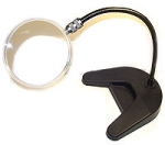 Clip-on desk magnifier with flexible arm and LED light
