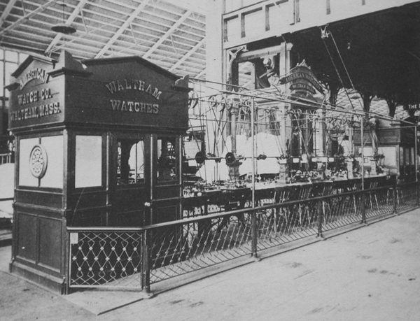 The Waltham Watch Company exhibit at the 1876 Philadelphia Centennial