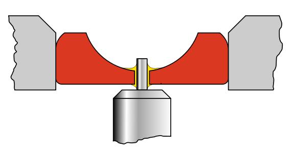 Cross-section of a watch pivot in a jewel bearing showing the oil reservoir